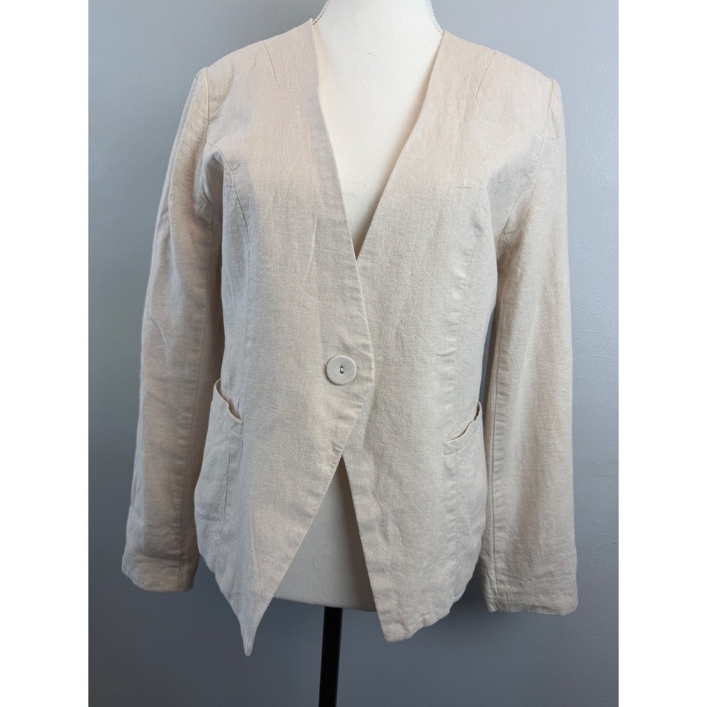 Joie Linen Blend Single Button Blazer Beige Oatmeal Small Beachy